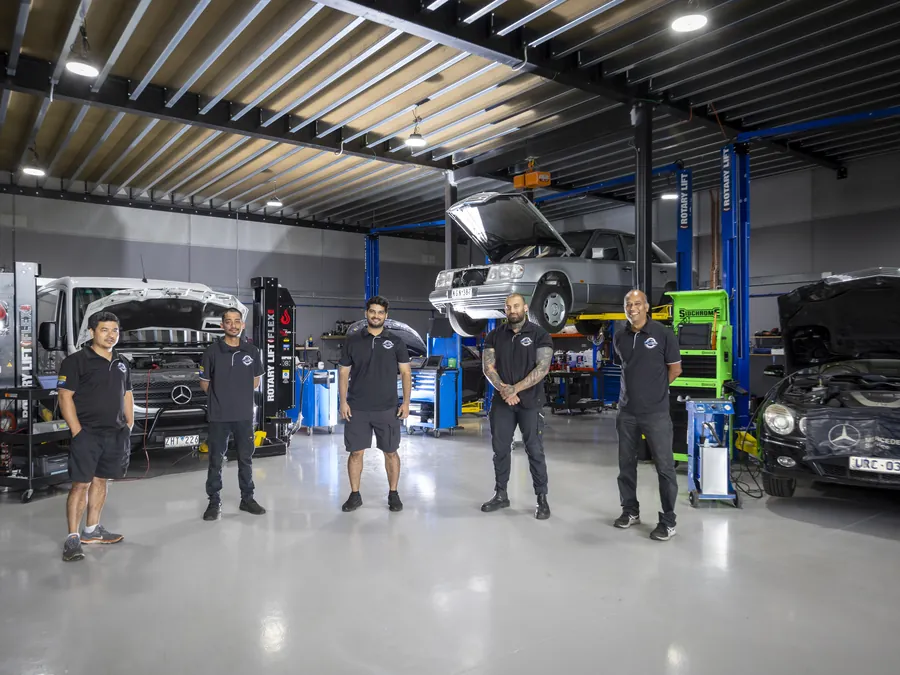Mercedes on hoist at StarTech Prestige